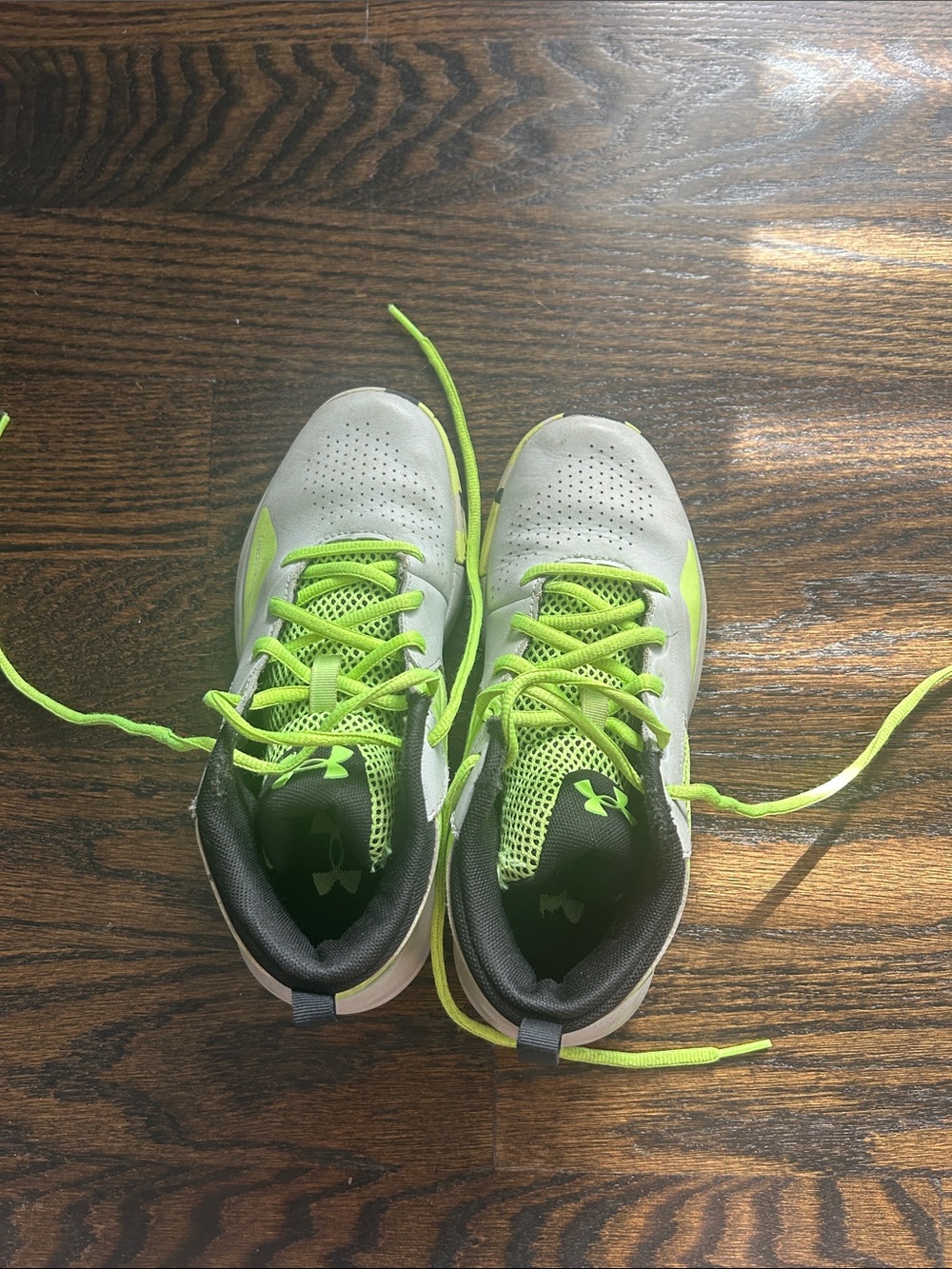 Under Armour Kids Gray and Neon Green Sneakers